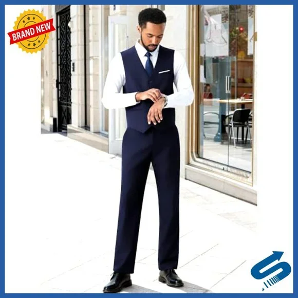 Slim Fit 3-Piece Suit Set Blazer Vest Pants Wedding Prom Business